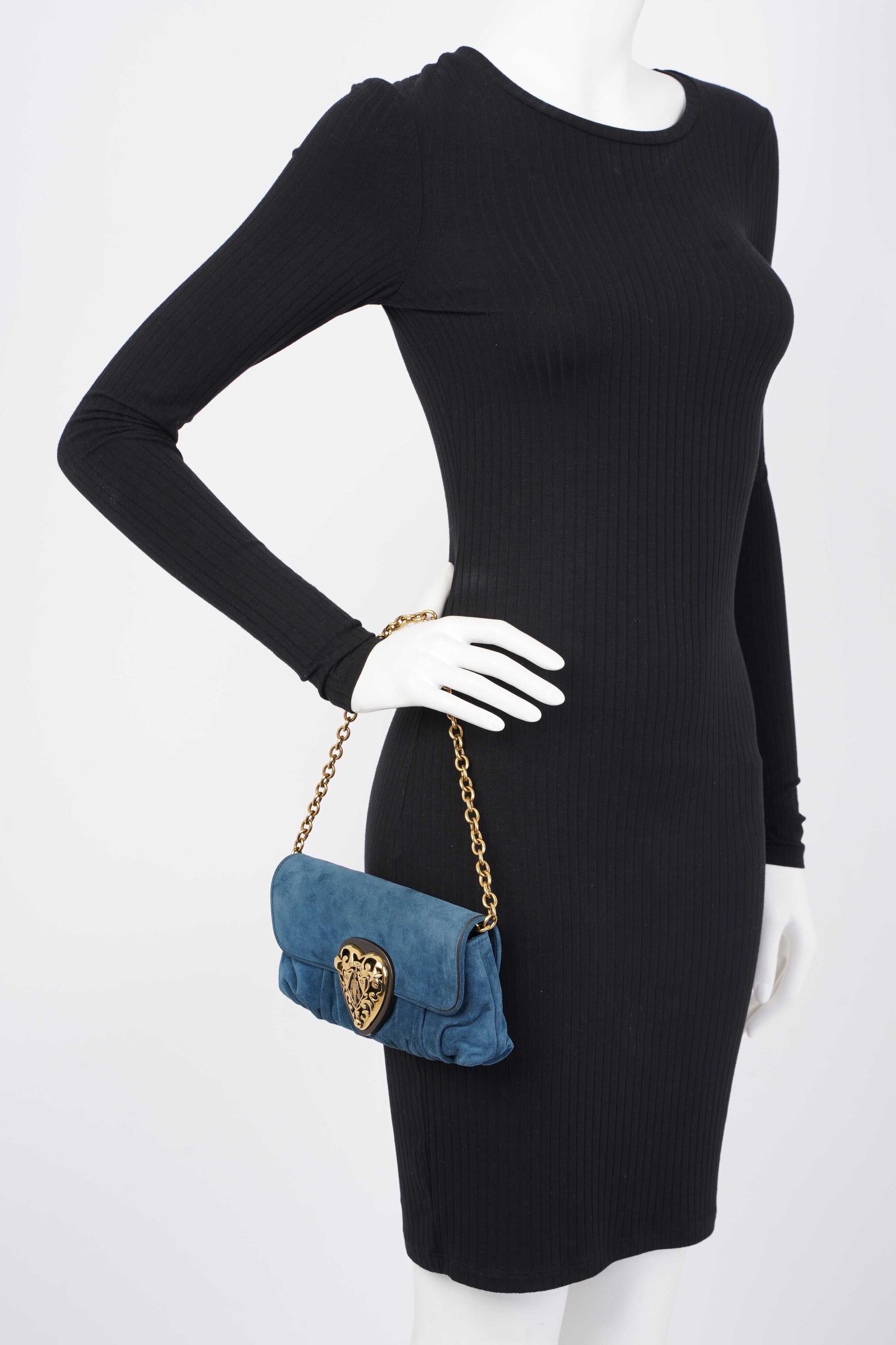 Gucci Clutch Bag Blue Suede | AlmaBagz