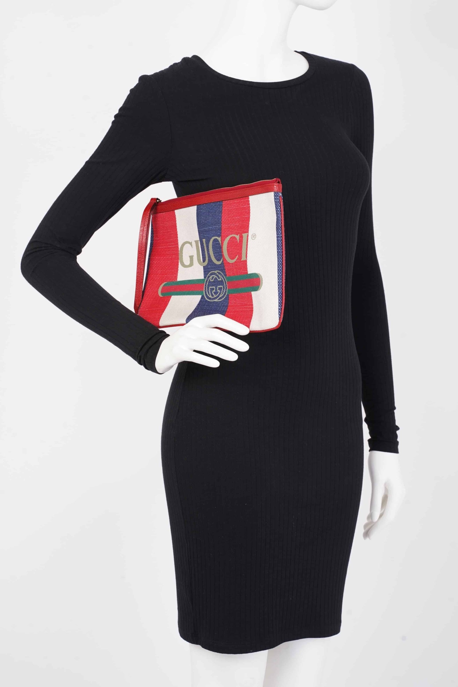 Gucci Clutch Red / White / Blue Canvas | AlmaBagz