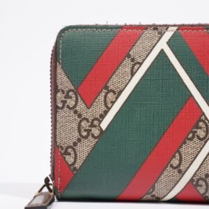 Gucci Red And Green Stripe Wallet GG Supreme Coated Canvas | AlmaBagz