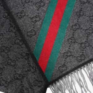 Gucci GG Web Scarf GG Supreme / Red / Green Wool | AlmaBagz