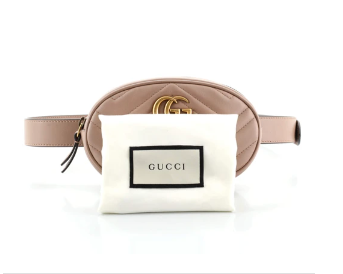 Gucci GG Marmont Matelassé Leather Belt Bag in Pink | AlmaBagz