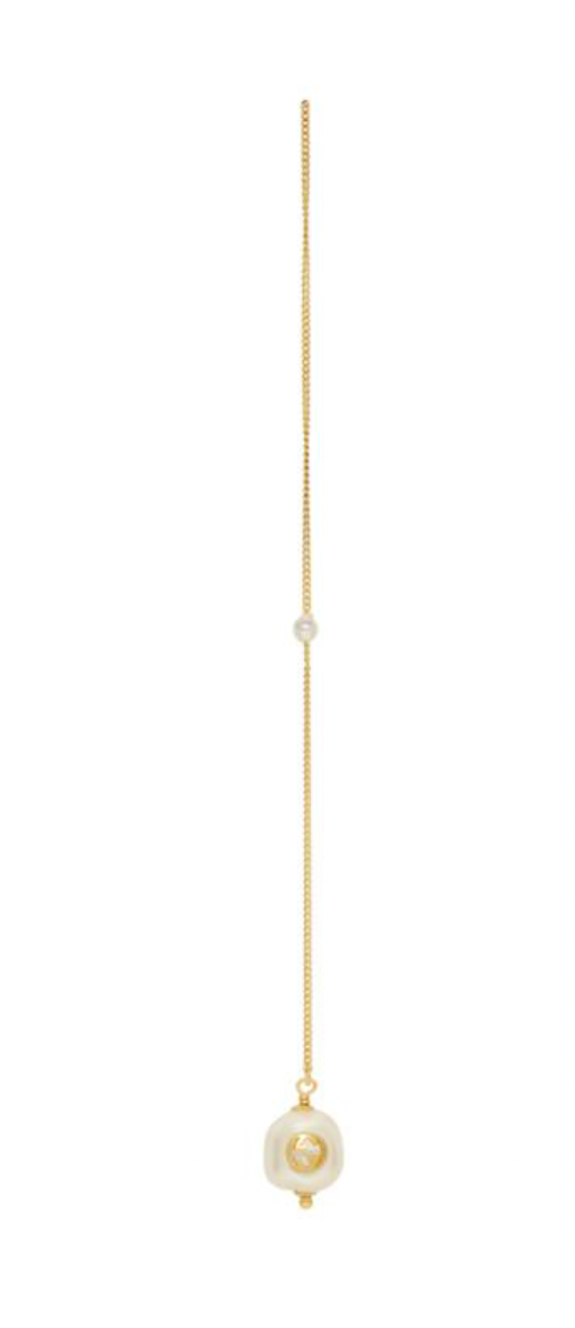 GUCCI Gold Single GG Pearl Chain Earring | AlmaBagz