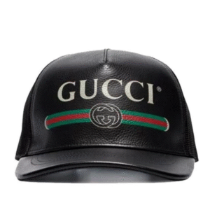 Gucci Logo Baseball Cap in Black Leather | AlmaBagz
