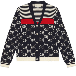 Gucci GG Supreme Striped Knit Cardigan | AlmaBagz