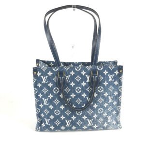 LOUIS VUITTON Shoulder Bag M59608 Monogram denim canvas, leather blue Monogram Denim Jacquard On the Go MM | AlmaBagz