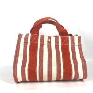 HERMES Tote Bag canvas Red stripe Cannes PM | AlmaBagz