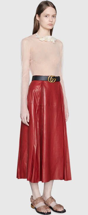 Gucci GG 2015 Re edition Marmont Black Wide Leather Belt with Gold Buckle (RRP £380) | AlmaBagz