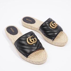 Gucci GG Matelasse Espadrille Black Leather EU 38 UK 5 | AlmaBagz