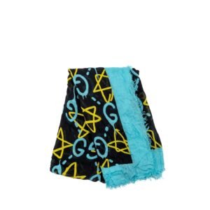 Gucci 140x140 cm  Ghost With GG print Star Modal/Silk Scarf Black /Blue Multicolour | AlmaBagz
