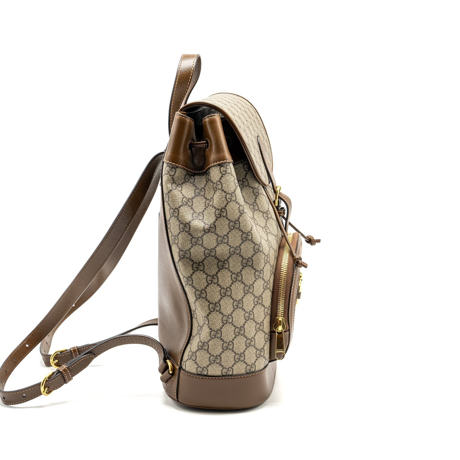 Gucci 1955 Horsebit backpack GG supreme canvas / calfskin brown GHW | AlmaBagz - Image 3