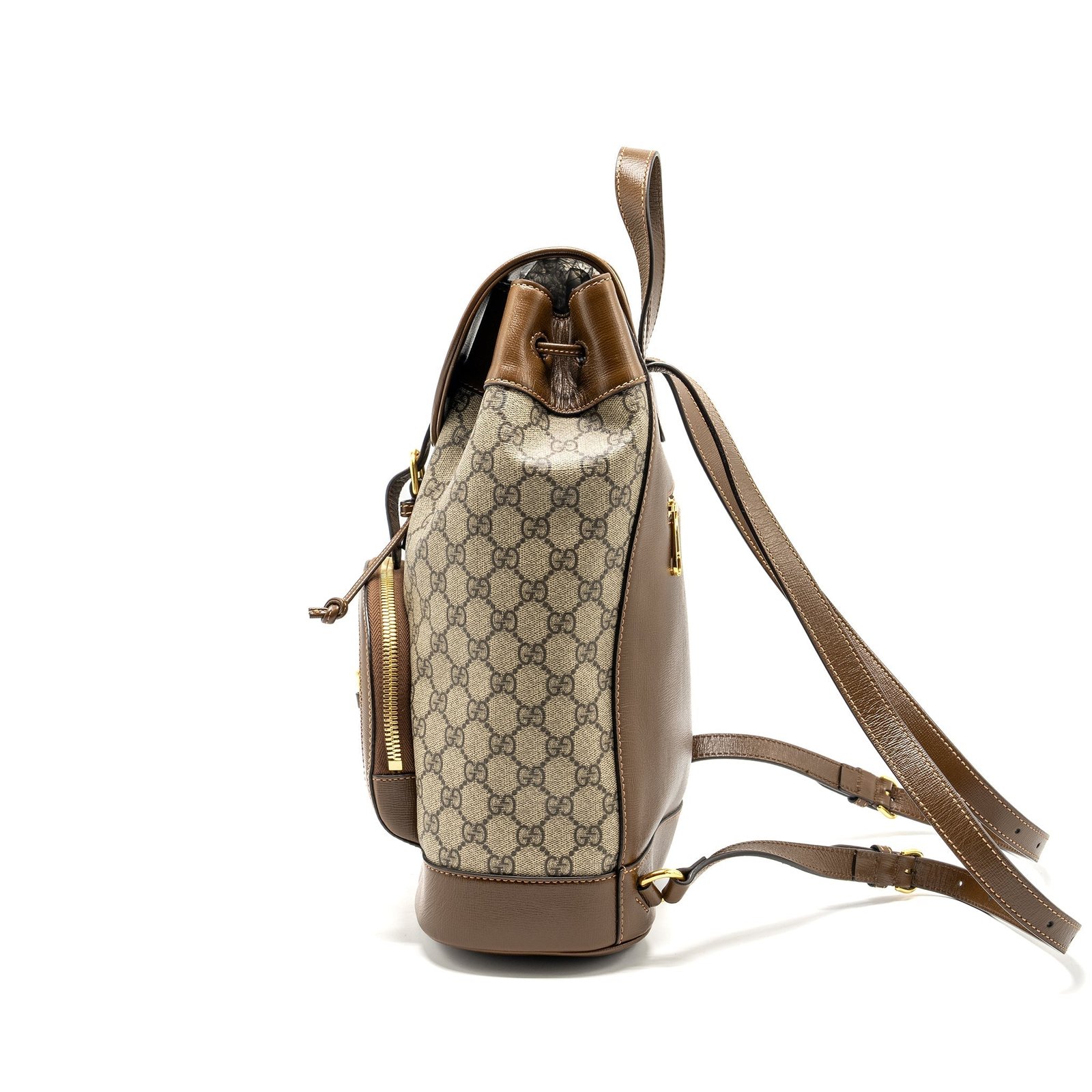 Gucci 1955 Horsebit backpack GG supreme canvas / calfskin brown GHW | AlmaBagz - Image 4