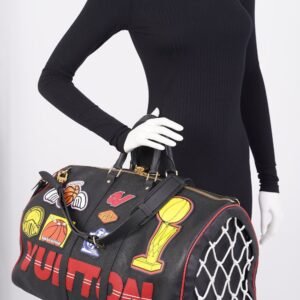 Louis Vuitton NBA S1 Black Keepall Bag Black Leather 50 | AlmaBagz