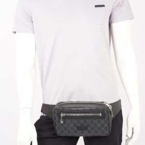 Gucci Mens GG Belt Bag Grey Canvas | AlmaBagz
