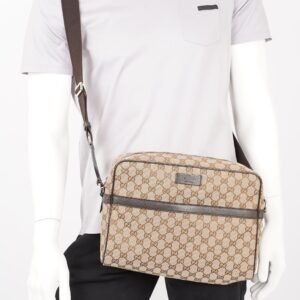 Gucci Mens Messenger Crossbody Bag Brown Canvas | AlmaBagz