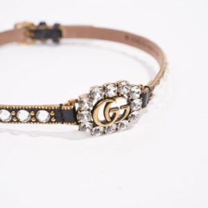 Gucci Womens Leather Choker With Double G Black / Silver / Gold | AlmaBagz