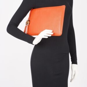 Gucci Clutch Bag Bamboo Burnt Orange Leather | AlmaBagz