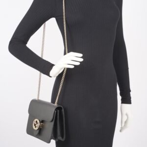Gucci Womens Interlocking Bag Black / Gold Small | AlmaBagz