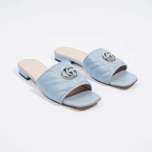 Gucci Double G Leather Sandal Baby Blue EU 38.5 / UK 5.5 | AlmaBagz