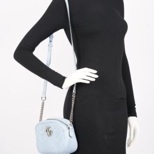 Gucci Womens Marmont Bag Blue Leather Small | AlmaBagz