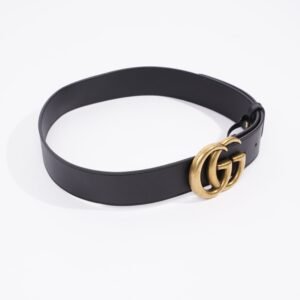 Gucci Womens Marmont Belt Black Leather / Brass 80cm - 32" | AlmaBagz