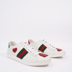 Gucci Womens Ace Heart White / Red / Green EU 39 / UK 6 | AlmaBagz