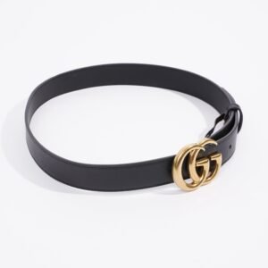 Gucci Womens Marmont GG Belt Black Leather 75cm - 30" | AlmaBagz