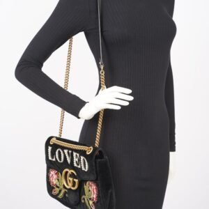 Gucci Womens Marmont Loved Flap Black Multi Medium | AlmaBagz