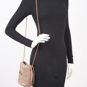 Gucci Womens Marmont Bucket Bag Nude Mini | AlmaBagz