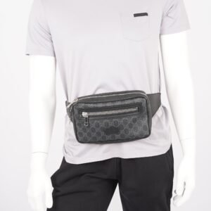 Gucci Mens Soft Zip Belt Bag Black Canvas Small | AlmaBagz