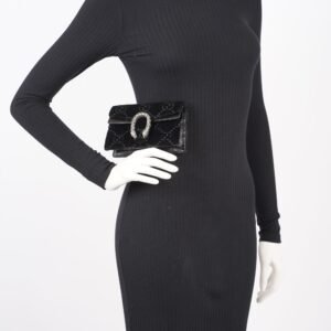 Gucci Womens Dionysus Black Velvet Super Mini | AlmaBagz