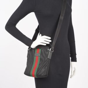Gucci Womens Cloth Messenger Bag Black Small | AlmaBagz