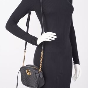 Gucci Womens GG Marmont Bag Black Leather Small | AlmaBagz