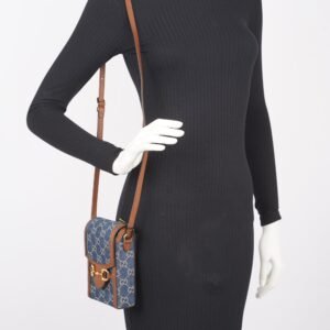 Gucci Horsebit 1955 Mini Bag Denim / Brown | AlmaBagz