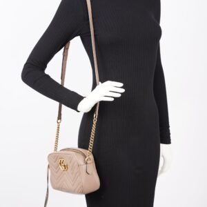 Gucci Womens Marmont Zip Nude / Gold Small | AlmaBagz