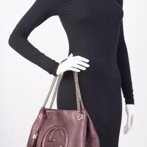 Gucci Womens Soho Chain Bag Purple Leather | AlmaBagz
