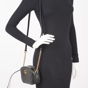 Gucci Womens Marmont Zip Black Mini | AlmaBagz