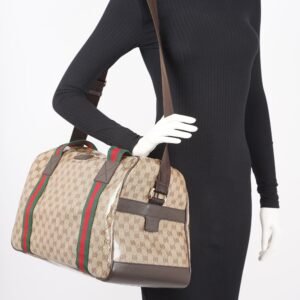 Gucci Womens 2 Way Crystal Boston Bag Supreme / Red / Green | AlmaBagz