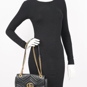 Gucci GG Marmont Bag Black Leather Small | AlmaBagz