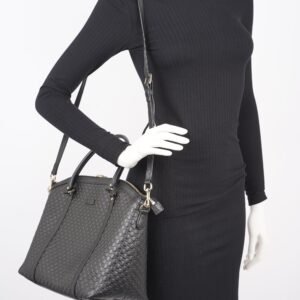 Gucci Womens Two Way Shoulder Bag Black Guccissima | AlmaBagz