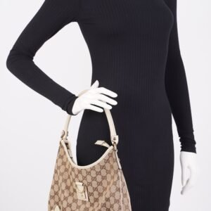 Gucci Hobo Bag Beige Canvas | AlmaBagz