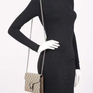 Gucci Womens Dionysus GG Chain Wallet Brown Canvas | AlmaBagz