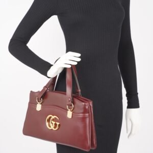 Gucci Womens Arli Shoulder Bag Red Leather Large | AlmaBagz