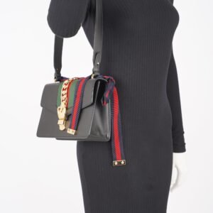 Gucci Womens Sylvie Black / Green / Red Medium | AlmaBagz