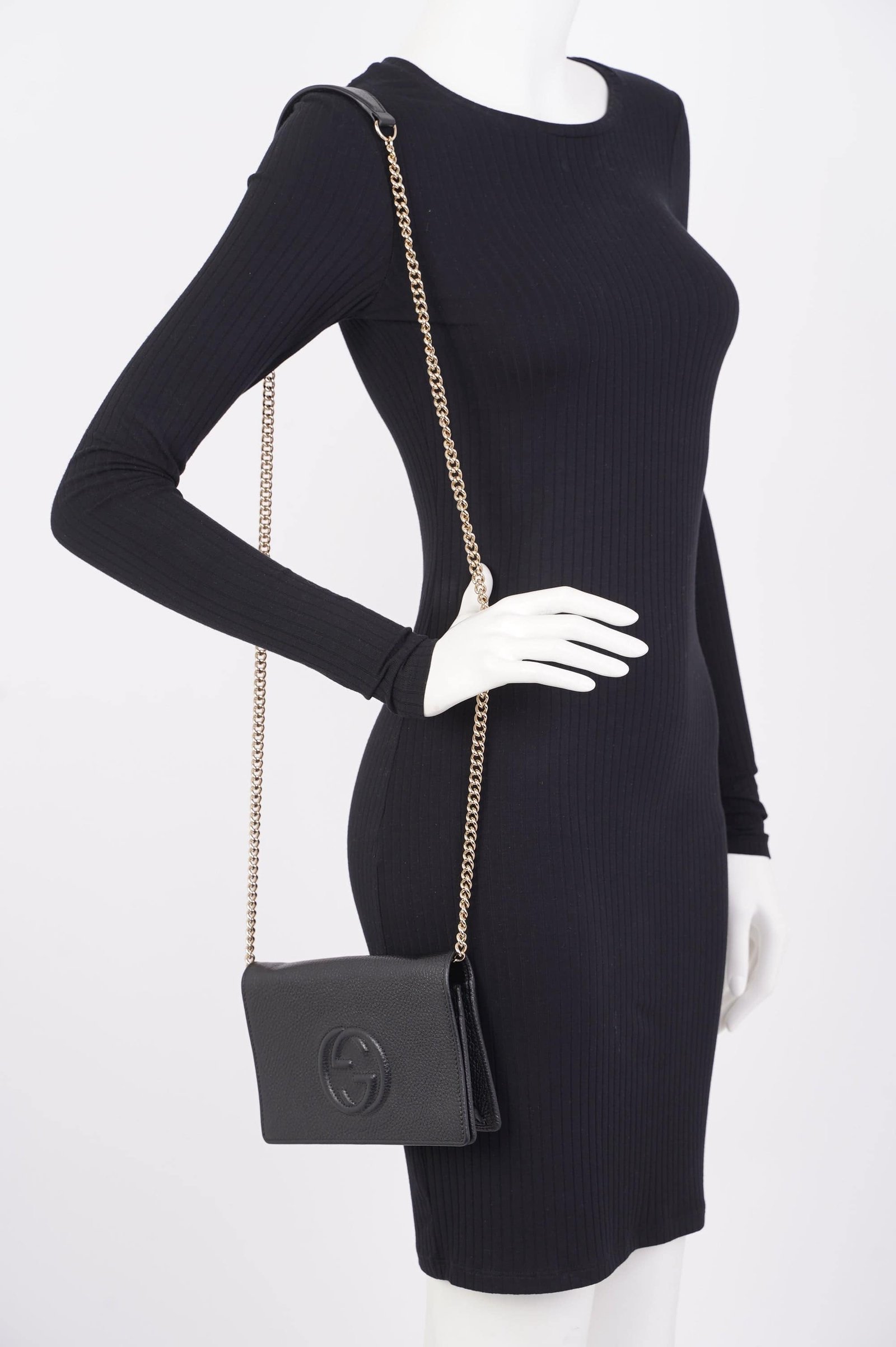 Gucci Soho Wallet on Chain Black Leather | AlmaBagz