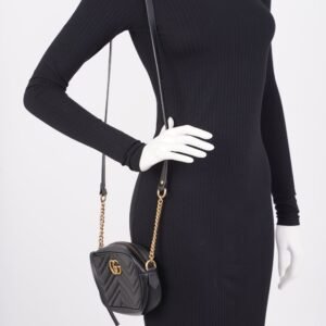 Gucci Marmont Zip Black Leather Mini | AlmaBagz