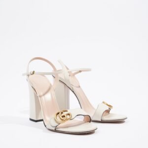 Gucci Leather Sandal With Double G White / Gold EU 40 / UK 7 | AlmaBagz