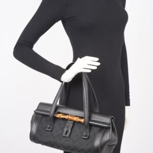 Gucci Womens Bamboo Handbag Black | AlmaBagz