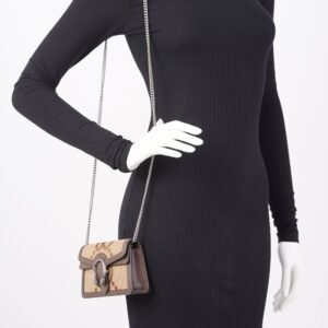 Gucci Womens Dionysus Bag Monogram Canvas / Leather Super Mini | AlmaBagz