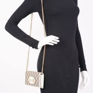 Gucci Womens Horsebit 1955 Wallet With Chain Supreme / White | AlmaBagz