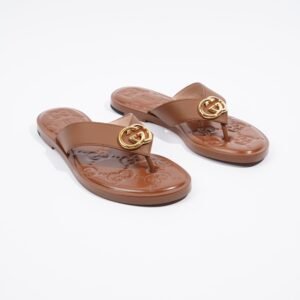 Gucci Interlocking G Thong Brown EU 37.5 / UK 4.5 | AlmaBagz